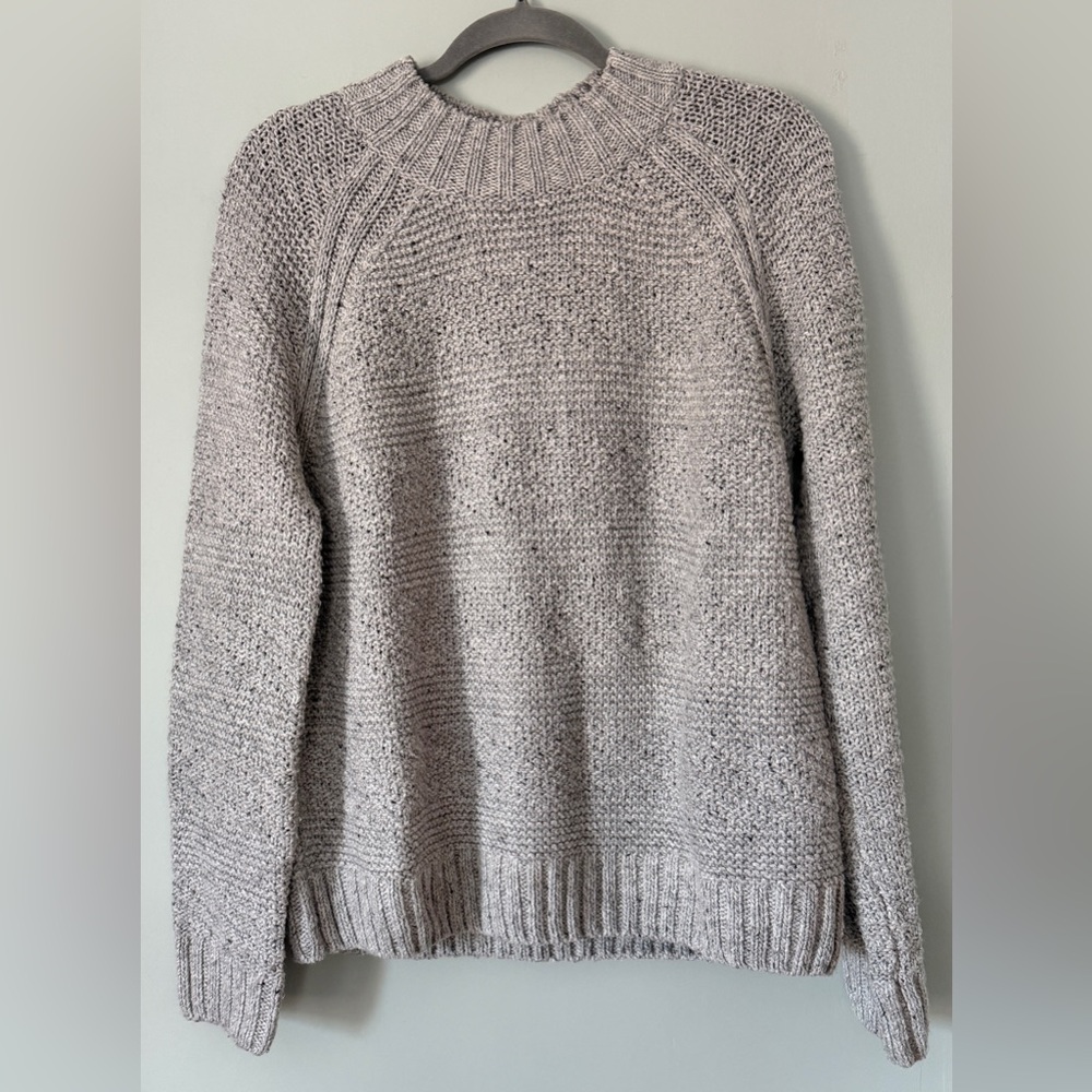 Prana Nemma Cotton Blend Mock Neck Sweater Heather Gray Chunky Knit Size Large - Picture 4 of 9